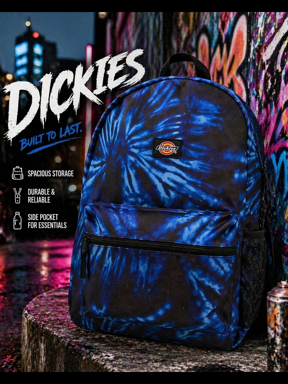 Dickies Blue Tie Dye Backpack Streetwear Skater Bag